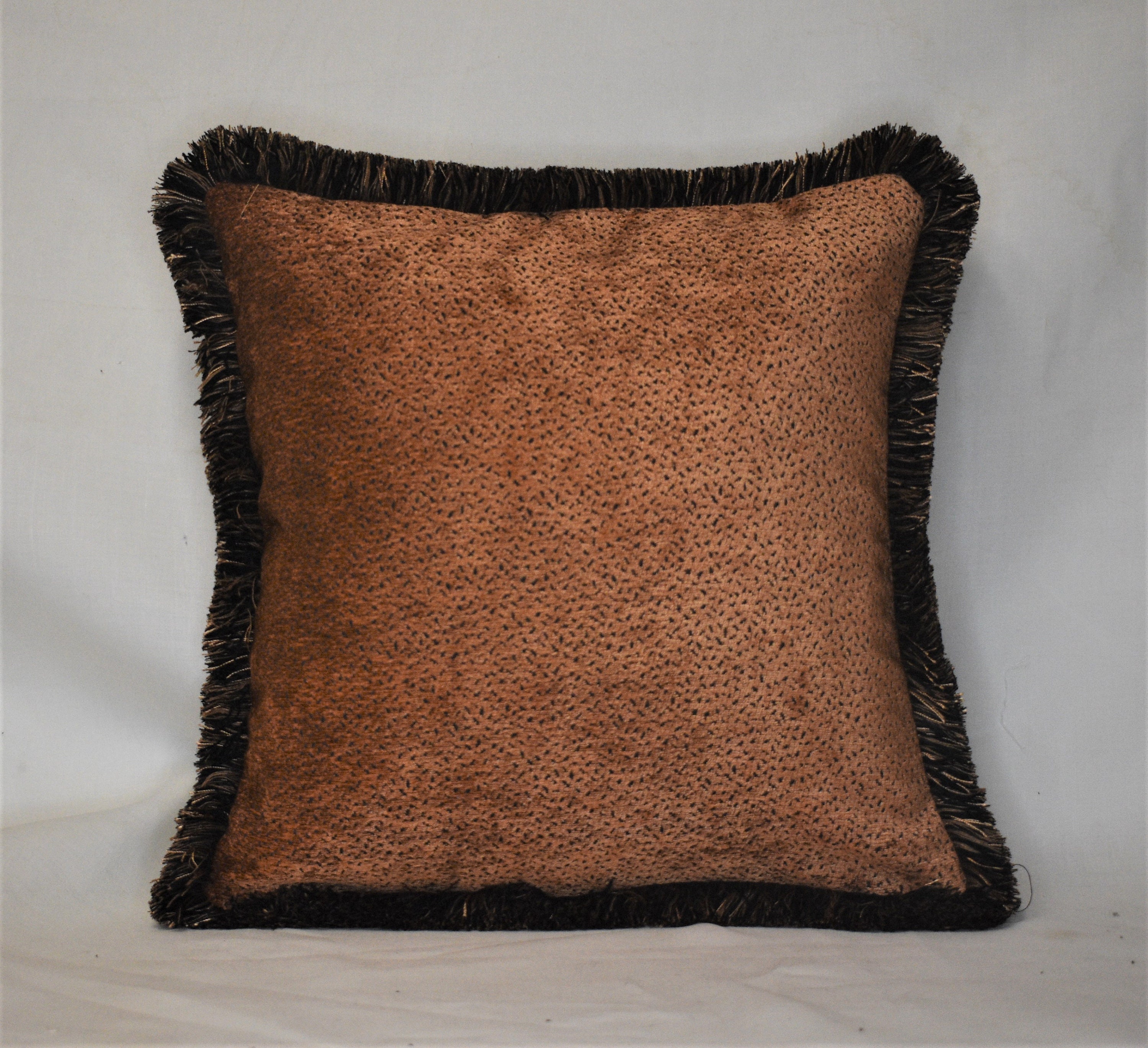 Solid Chenille Gold or Copper Black Dot Throw Pillow With Black Fringe for Sofa or Chair Handmade Usa Etsy