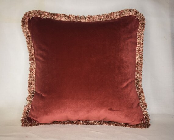 Large Velvet Decorative Throw Pillows With Fringe For Sofa Etsy