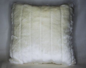 faux fur sculptured white mink deocative throw pillows and throw blanket