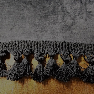 large black and gold velvet tassel fringed pillow square or rectangle handmade in usa image 2