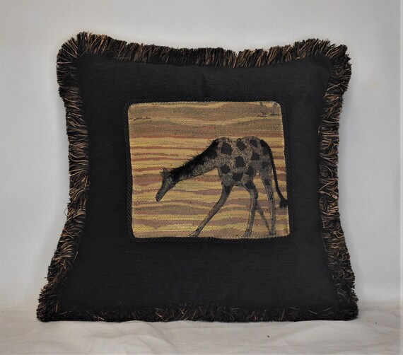 Giraffe African Tropical Gold Black Animal Wildlife Throw Etsy