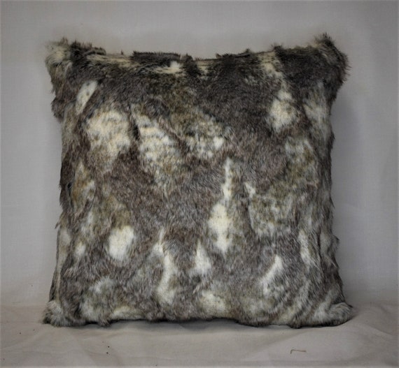 Brown Rabbit Faux Fur Animal Skin Pillow Etsy
