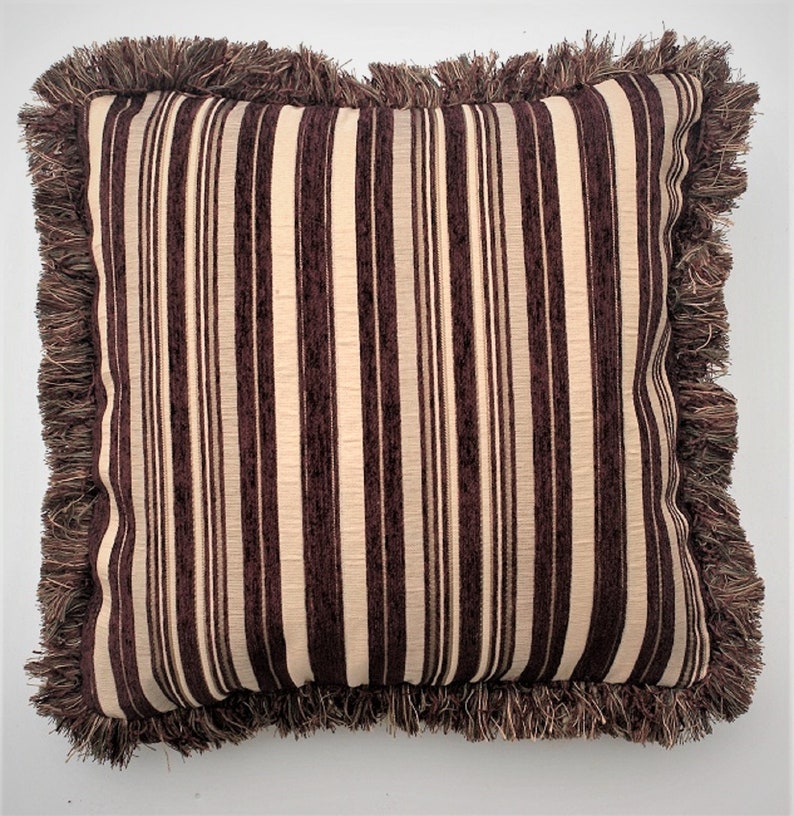 Large Custom Wine and Gold Chenille Throw Pillows With Fringe Etsy
