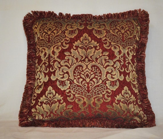 Gold And Red Wide Stripe Decorative Throw Pillow Cover. Gold And Red Wide Stripe Decorative Throw Pillow Cover.