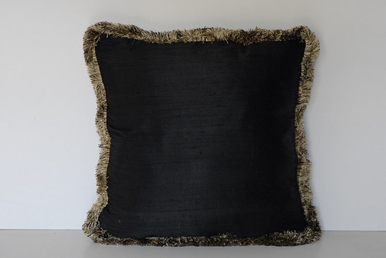 Solid Silk Decorative Throw Pillow With Fringe for Sofa Chair Etsy