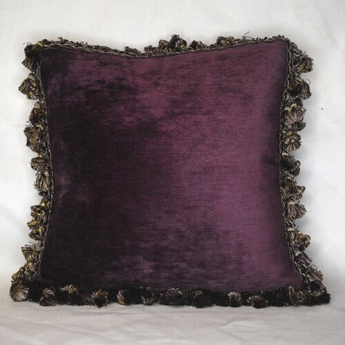 Plum Purple Decorative Throw Pillow With Purple and Gold Etsy