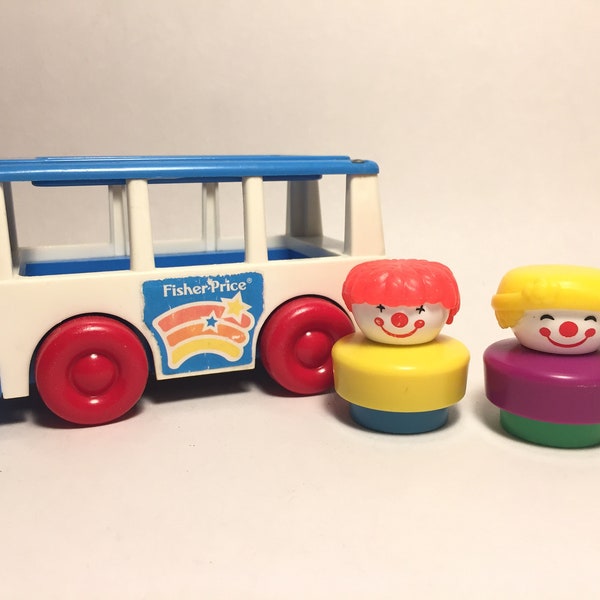 1990s Fisher Price / Circus Clows with Bus / Little People Bigger Size / Toddler Toys / Vintage Childhood