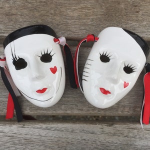 Jester Face | Wall Hanging Mask | Clown | Porcelain 80s Decoration | Vintage Girls Room