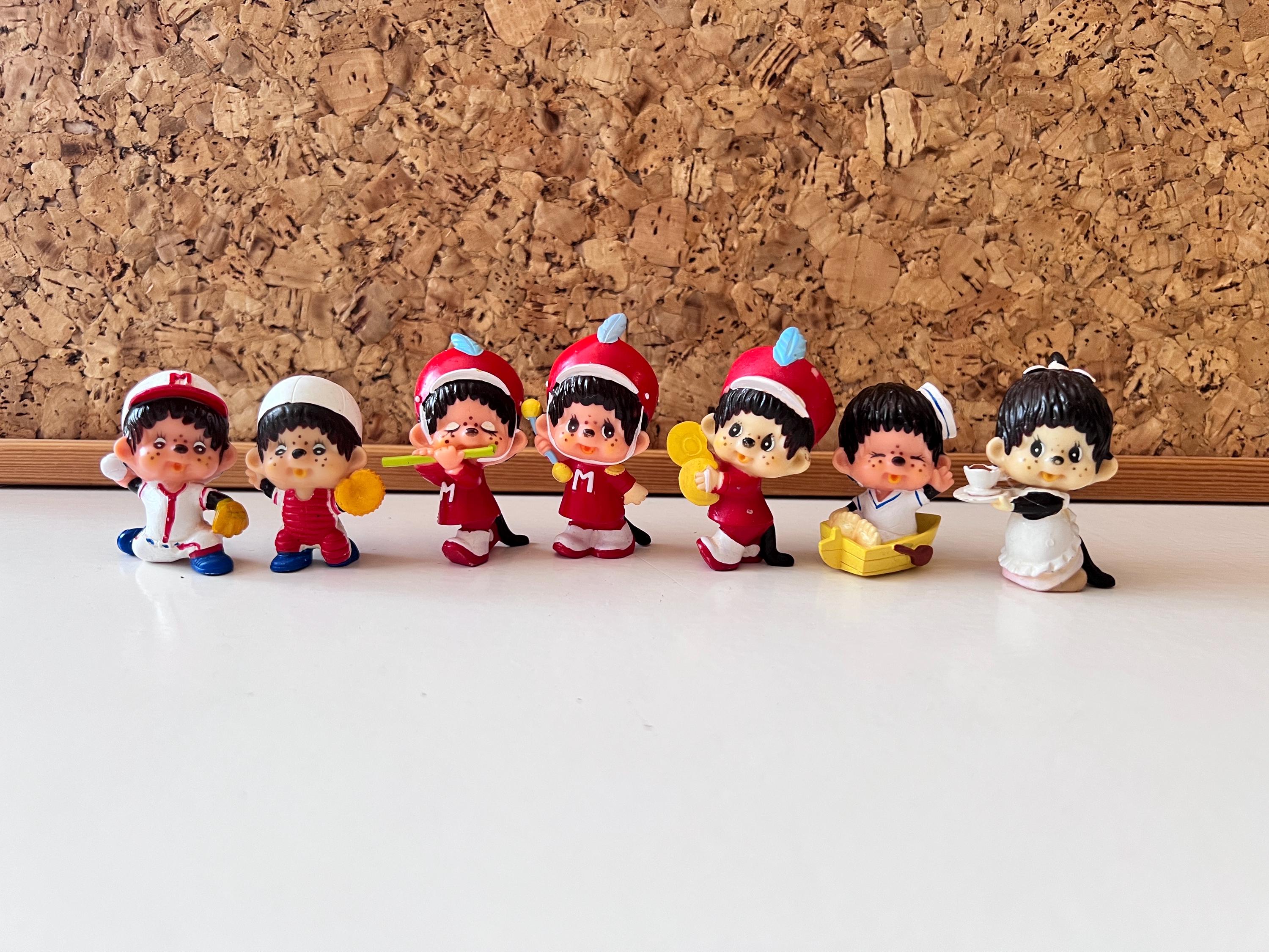 Monchichi PVC Figure Bundle of 7 | Sweet Small Toy Monkies