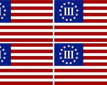 2-6/" 3 Percenter Nyberg Flag Decal III Percent 3/% Betsy Ross Sticker RL
