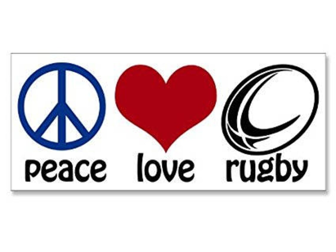 Peace Love Rugby Bumper Sticker fun play rugger decal Etsy