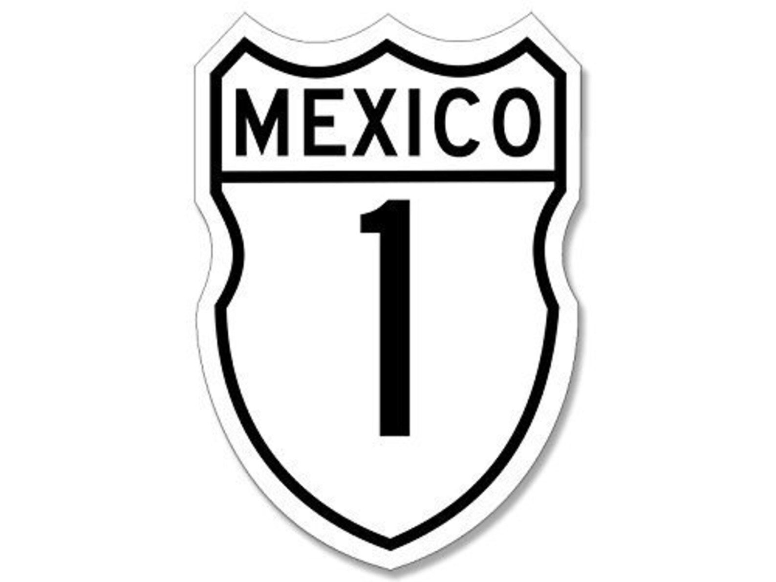 Mexico Carretera 1 Sign Shaped Sticker Decal Federale Highway Etsy