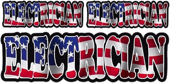 Electrician Decal American US USA Waving Flag Vinyl Hard Hart Sticker Decal