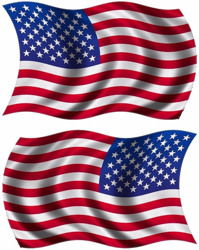 2 5 American Waving Flag Decal Set Usa United Etsy