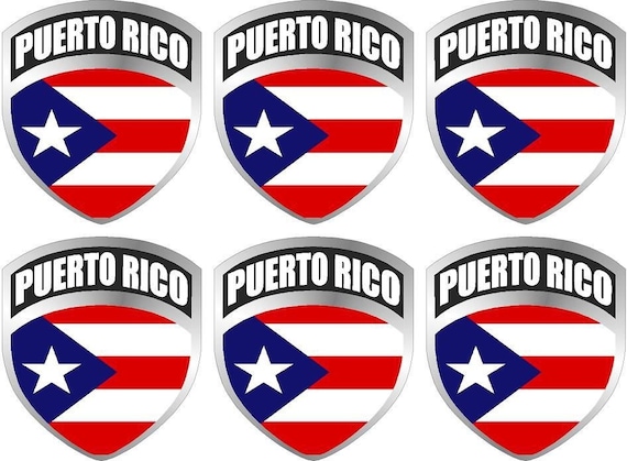 Puerto Rico Rican Flag Shield Har Hat Helmet Decal Badge Sticker Waterproof