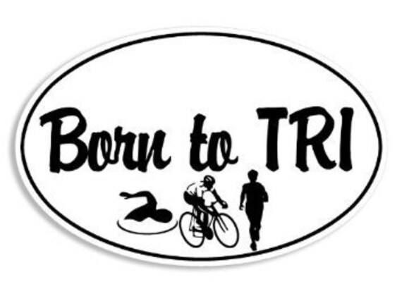 TRI Swim Bike Run Triathlon Oval car window bumper sticker decal 5/" x 3/"
