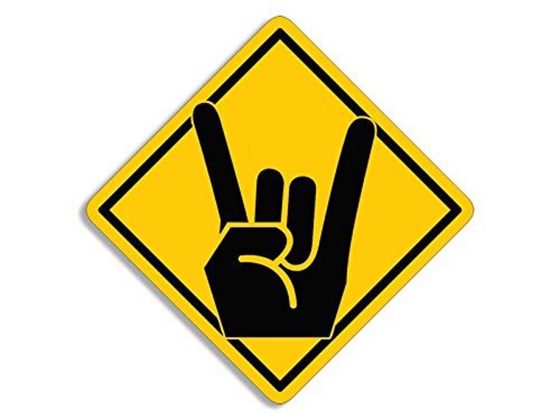 Caution Sign Rocker Hand Sign Sticker Hard Rock Heavy Metal Etsy