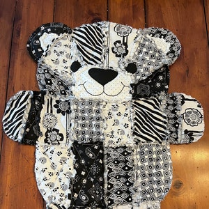 Bitty bear, baby blanket, baby quilt, black and white, nursery, crib, baby shower, baby bear, newborn, baby gift, baby girl