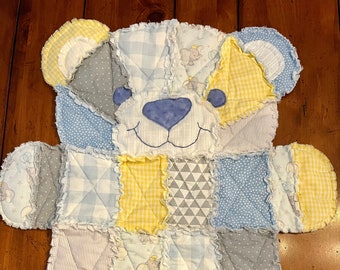 Bitty bear, blue quilt, baby boy, bear quilt, baby gift, baby registry