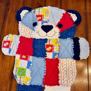 Bitty bear, flannel fabric, baby quilt, shower gift, baby registry