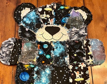 Bitty Bear, Baby blanket, space nursery, outer space, astronaut, planets, sky, moon, baby boy, baby girl, baby registry, baby gift, baby