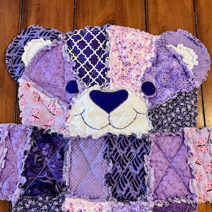 Baby Quilt, baby blanket, purple baby blanket, purple, bear blanket, baby blanket, baby registry, baby shower, nursery, purple nursery, baby image 1