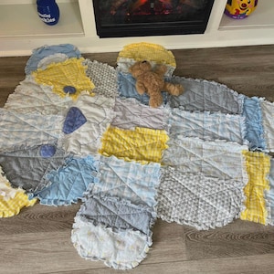 Baby quilt, Dumbo nursery, baby boy, baby girl, Dumbo baby shower, baby blue and yellow, baby blanket, blue, yellow, baby registry