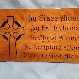 Five Solas of the Protestant Reformation on a wooden plaque, Faith Based, Reformed theology, Christian Art, Gifts for Pastor, Wedding gift