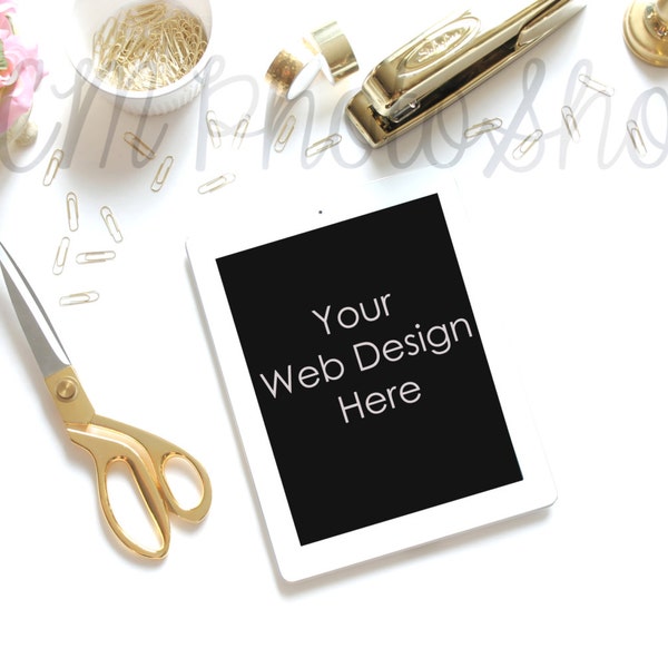 Styled Stock Photography // Gold Styled Desk and Apple iPad #1 // Stock Photo // Styled Stock Photo // Product Photography // Stock Image