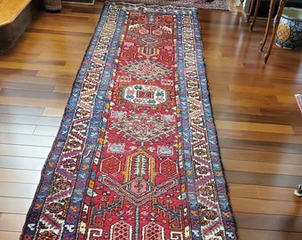 1930s Karajeh Runner Rug, Northwest Persian Wool, 34" x 136"