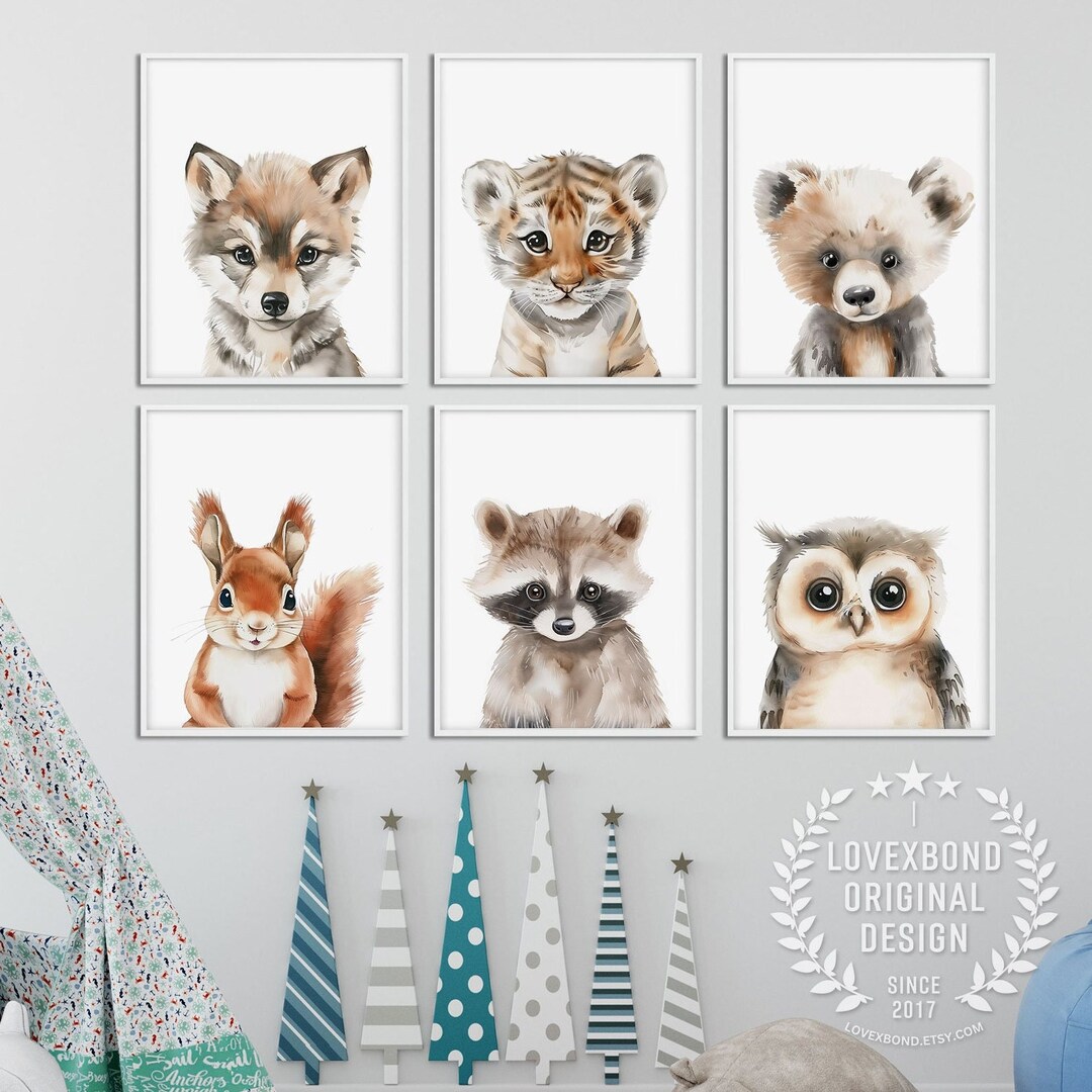 Forest Baby Animals, Woodland Nursery Prints, Baby Room Wall Art ...