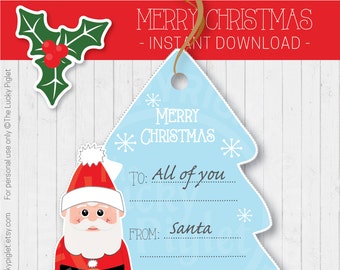 CHRISTMAS TAGS Santa, Santa Tags, Printable Gift Tags, Christmas Tags Digital, Christmas Labels | Instant Download, Print at Home | No Edit