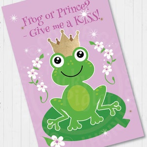 Pin the kiss on the frog princess birthday party game pink. Cute princess decorations, pink kiss the frog, for birthday and baby showers image 3