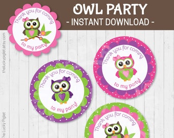 OWL FAVOR TAGS, owl gift tags, owl party printables, Owl Party decoration, Owl birthday party tags,  | Instant Download, Non Customizable