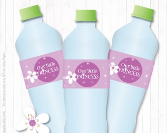 PRINCESS PARTY Water Bottle Labels, Princess Party Decorations, Princess Birthday Labels | Instant Download. Edit Text Adobe Reader