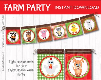 FARM PARTY BANNER, Barnyard Party banner, Country Banner, Farm Birthday Party Printables, Farm Party Printables, Instant Download, Editable