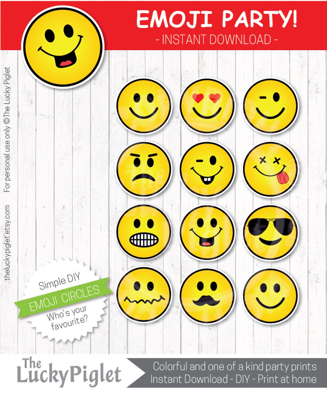 EMOJI PARTY Printable Package Emoji Party Decorations Emoji - Etsy