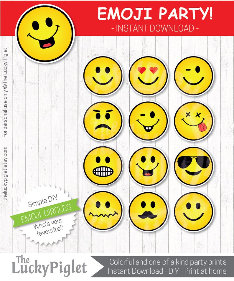 EMOJI PARTY Printable Package Emoji Party Decorations Emoji - Etsy Norway