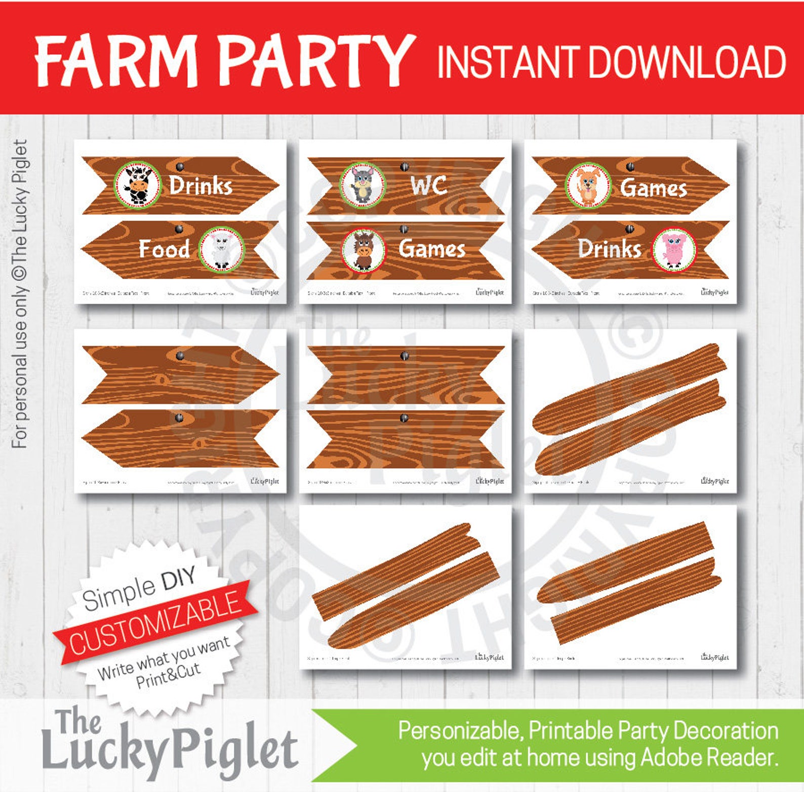 FARM PARTY SIGNS, Barnyard Party Signs, Barnyard Signs, Farm Party ...