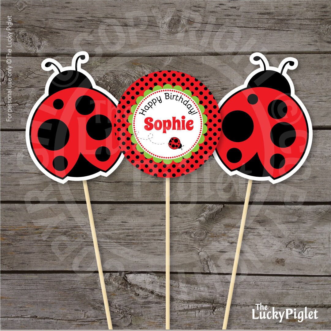 LADYBUG PARTY DECORATIONS, Ladybug Centerpieces, Ladybug Printables ...