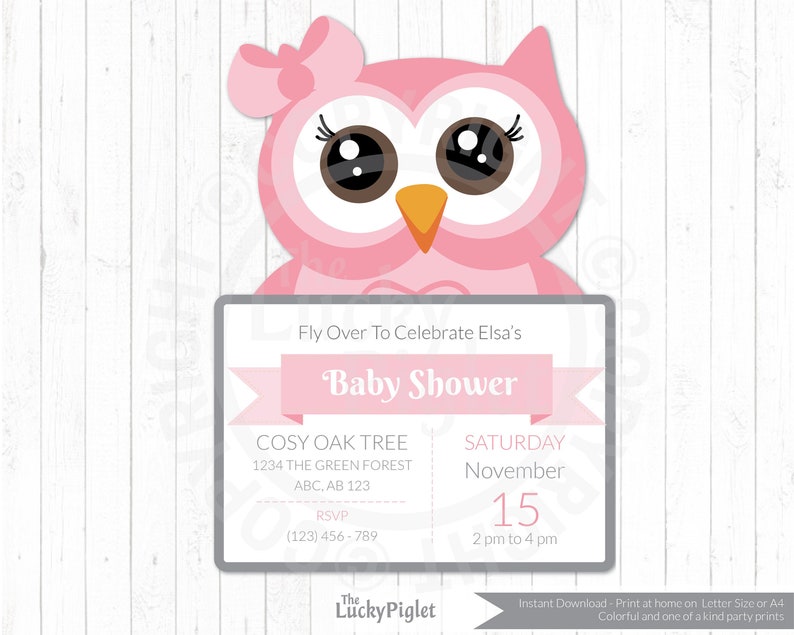 Owl Baby Shower Invitations Pink Gray Printable Owl Baby Etsy Owl Baby Shower Invitations Pink Gray Printable Owl Baby Etsy