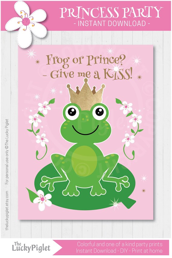 Pin The Kiss On The Frog Princess Birthday Party Game Cute Etsy