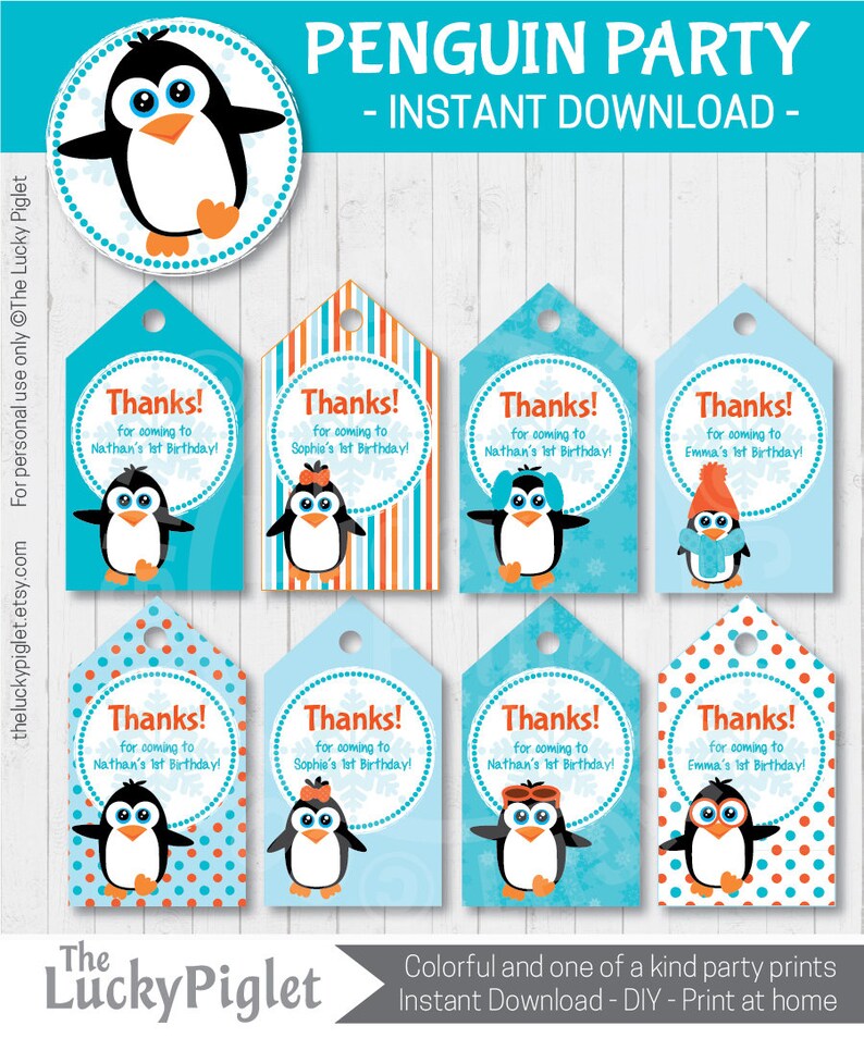 PENGUIN BIRTHDAY INVITATION and Party Decoration Full Printable Penguin ...