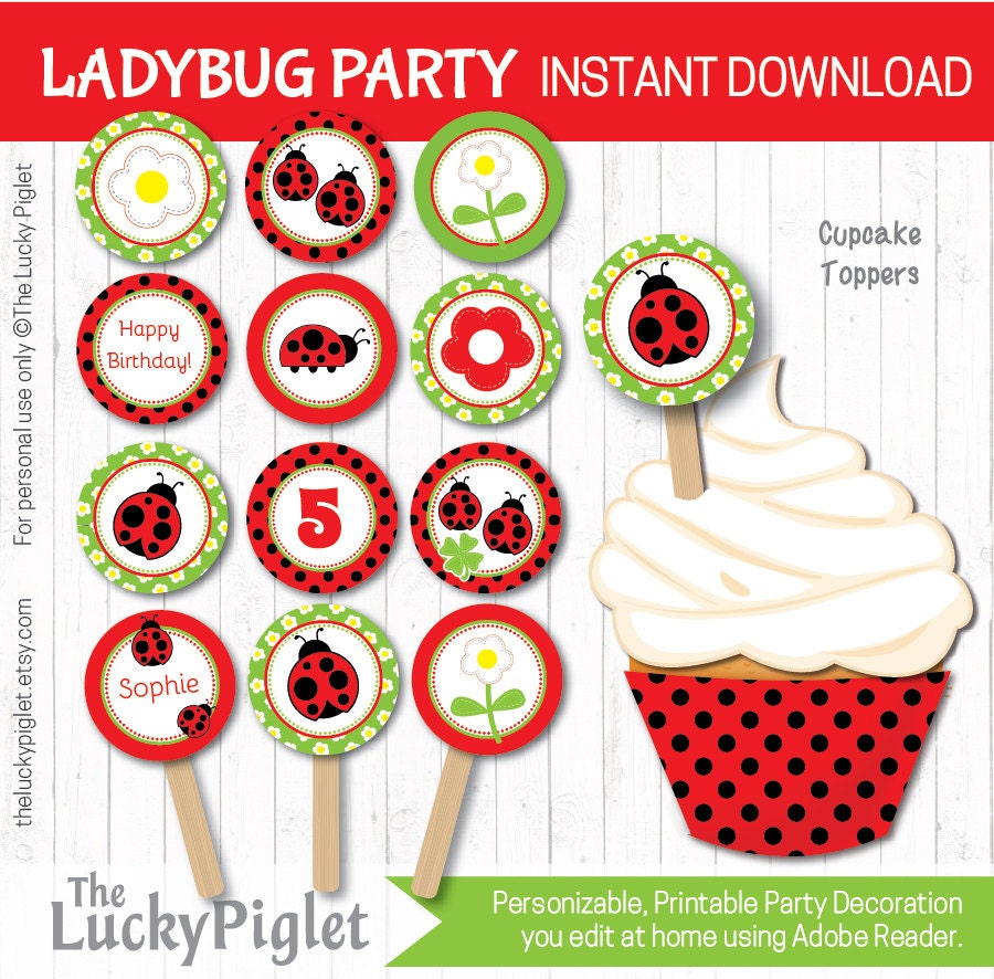 ▷ Miraculous ladybug cake topper printable