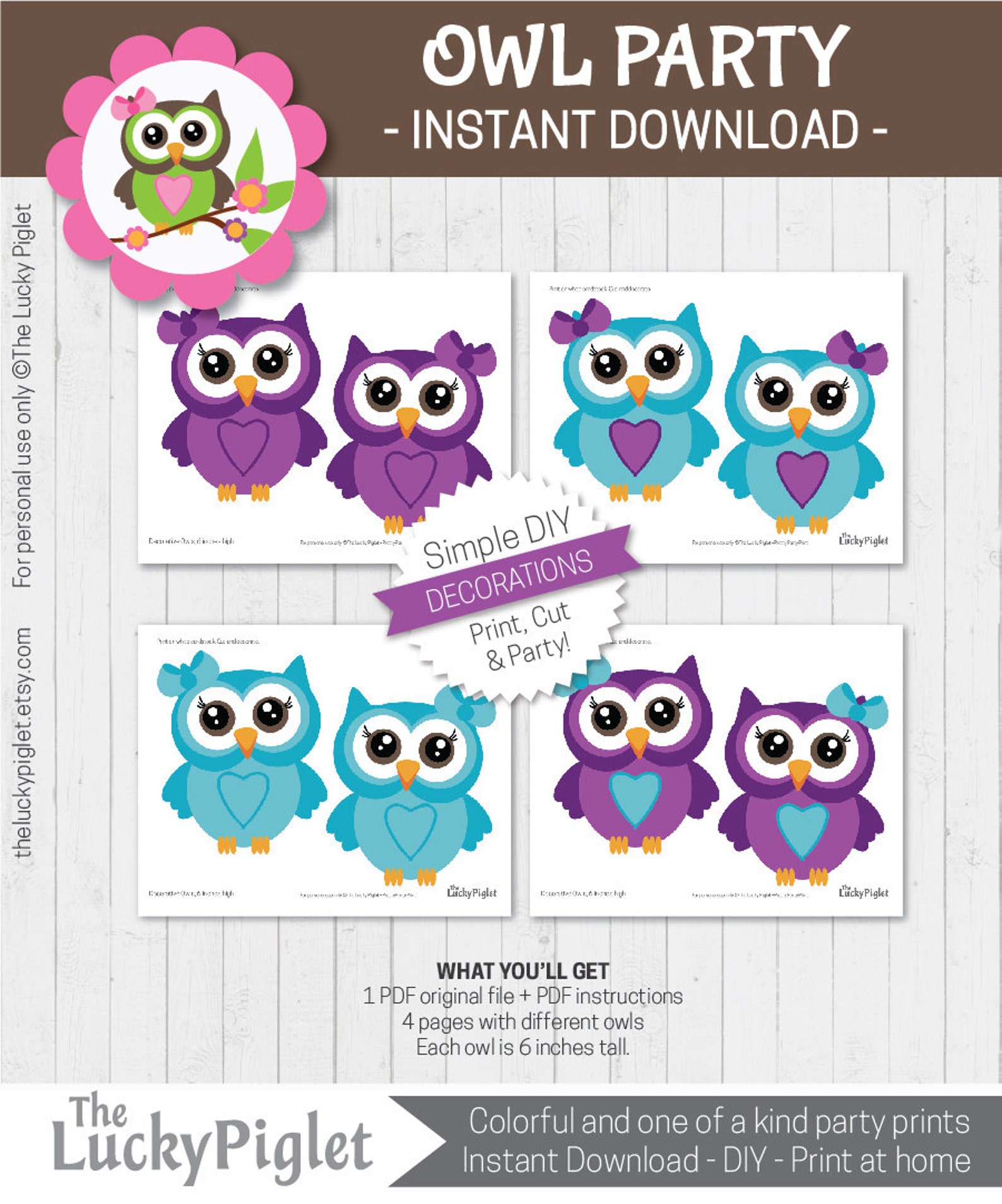 OWL DECORATIONS Purple and Teal, Owl Party Decorations, Owl Baby Shower ...