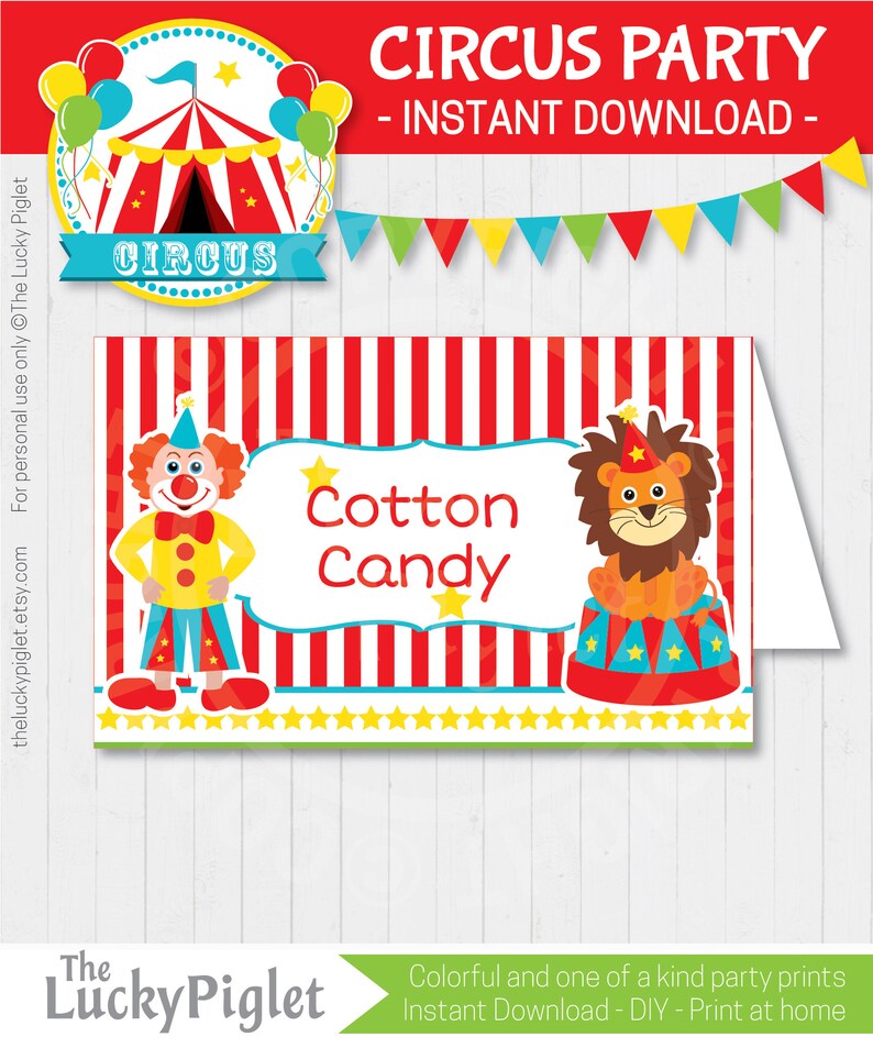 CIRCUS PARTY Food LABELS, Carnival Food Labels, Circus Party Name ...