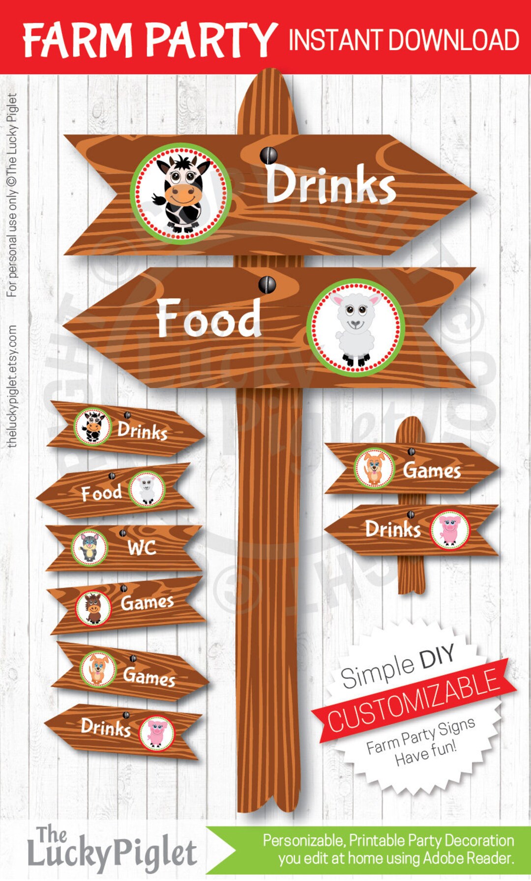 FARM PARTY SIGNS, Barnyard Party Signs, Barnyard Signs, Farm Party ...