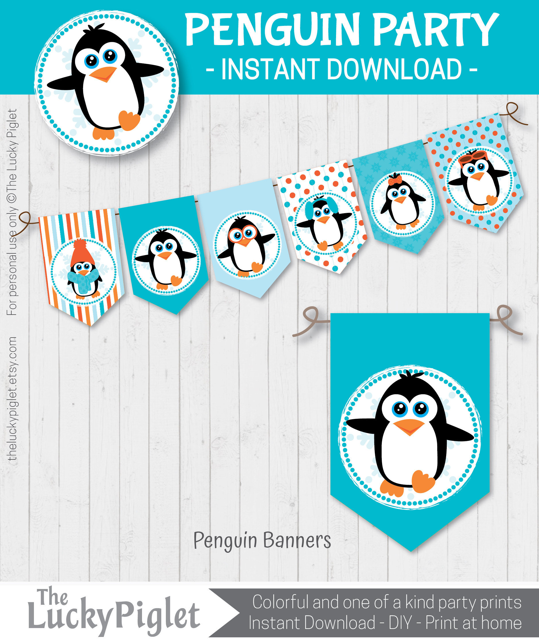 penguin-birthday-banner-and-party-decoration-printable-penguin-banner-penguin-party-instant-download-edit-text-in-adobe-reader-etsy