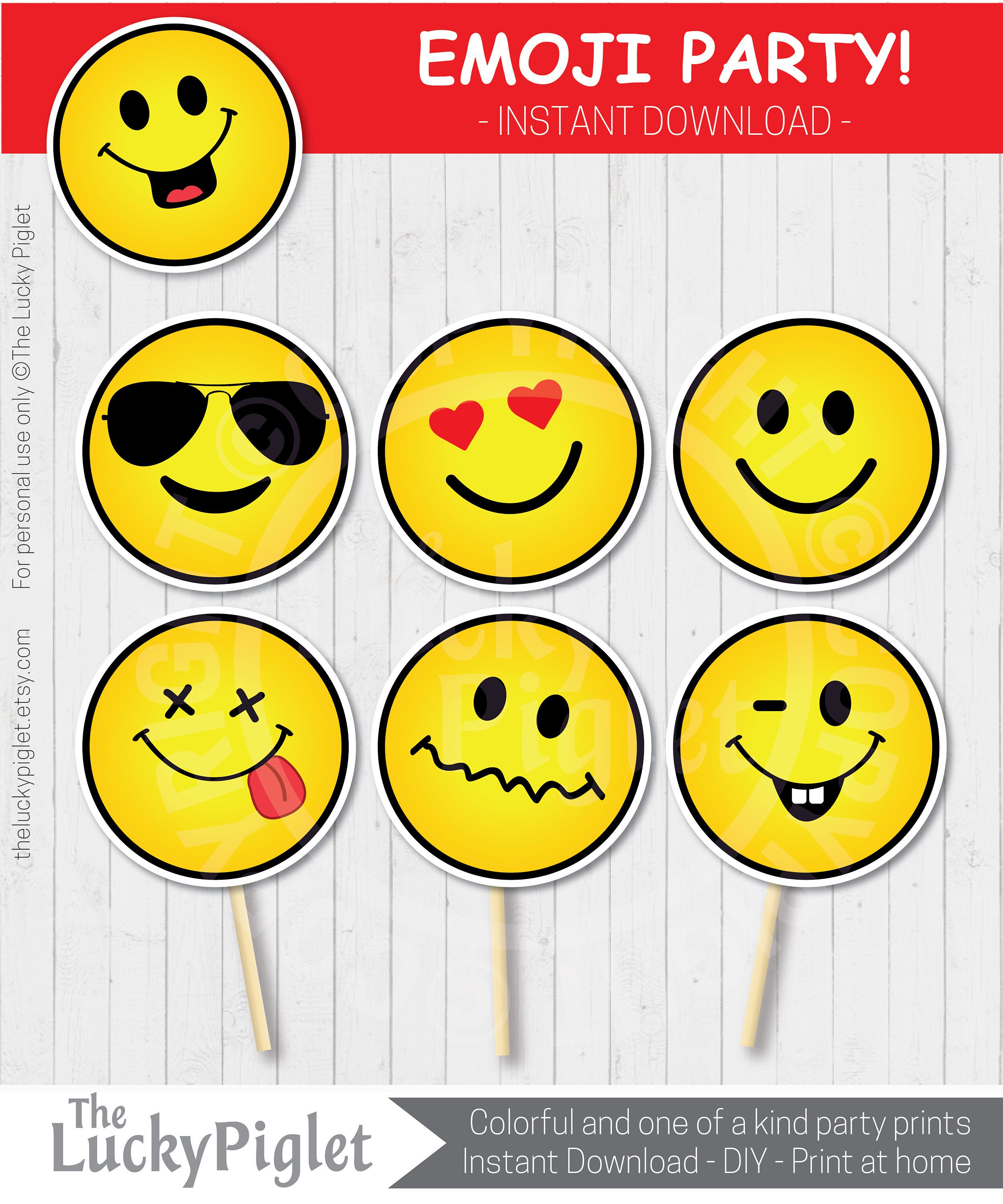 EMOJI PARTY Photo Booth Props Emoji Party Photo Booth Props, Emoji