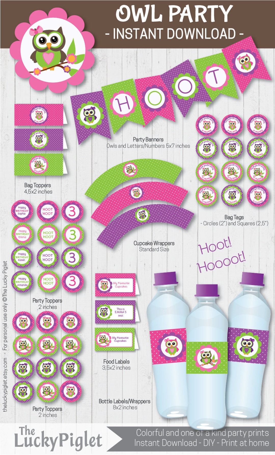 OWL PARTY Printables, Printable Owl Party Package, Owl Baby Shower ...